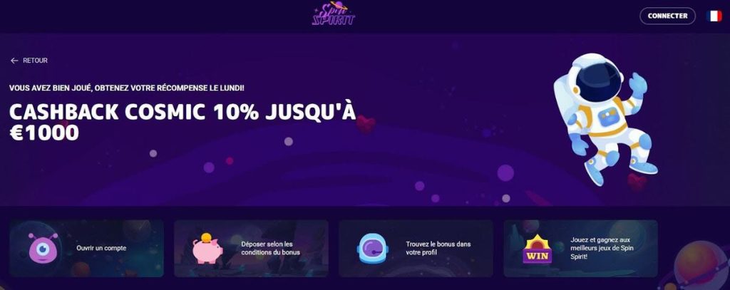 cashback spin spirit casino