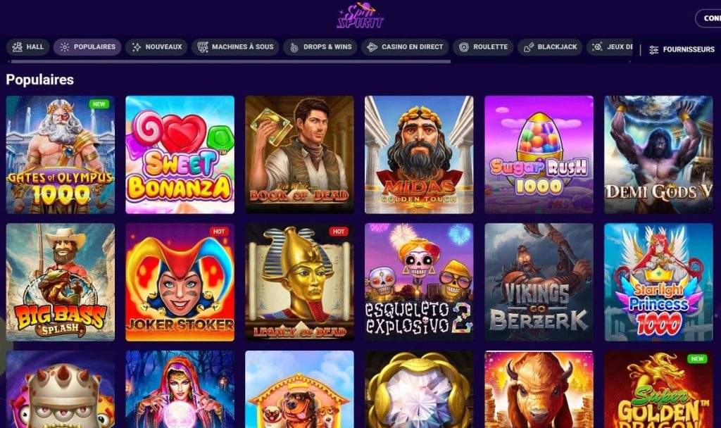 mini jeux spin spirit casino