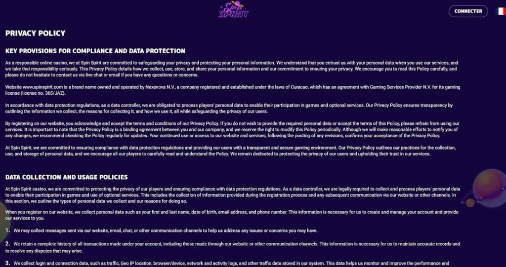securite spin spirit casino